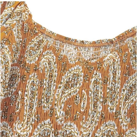 Yellow Sunny Bohemian Bliss: Paisley Long Sleeve Floral Dress size Large NWOT - Picture 9 of 14